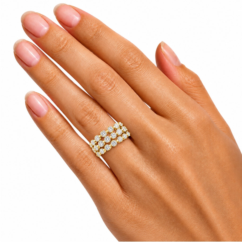 Diamonair Lab Grown Diamond (F/VS+) 2.00 carat Round cut Sterling Silver Ring - Sterling Silver | Gold over Silver