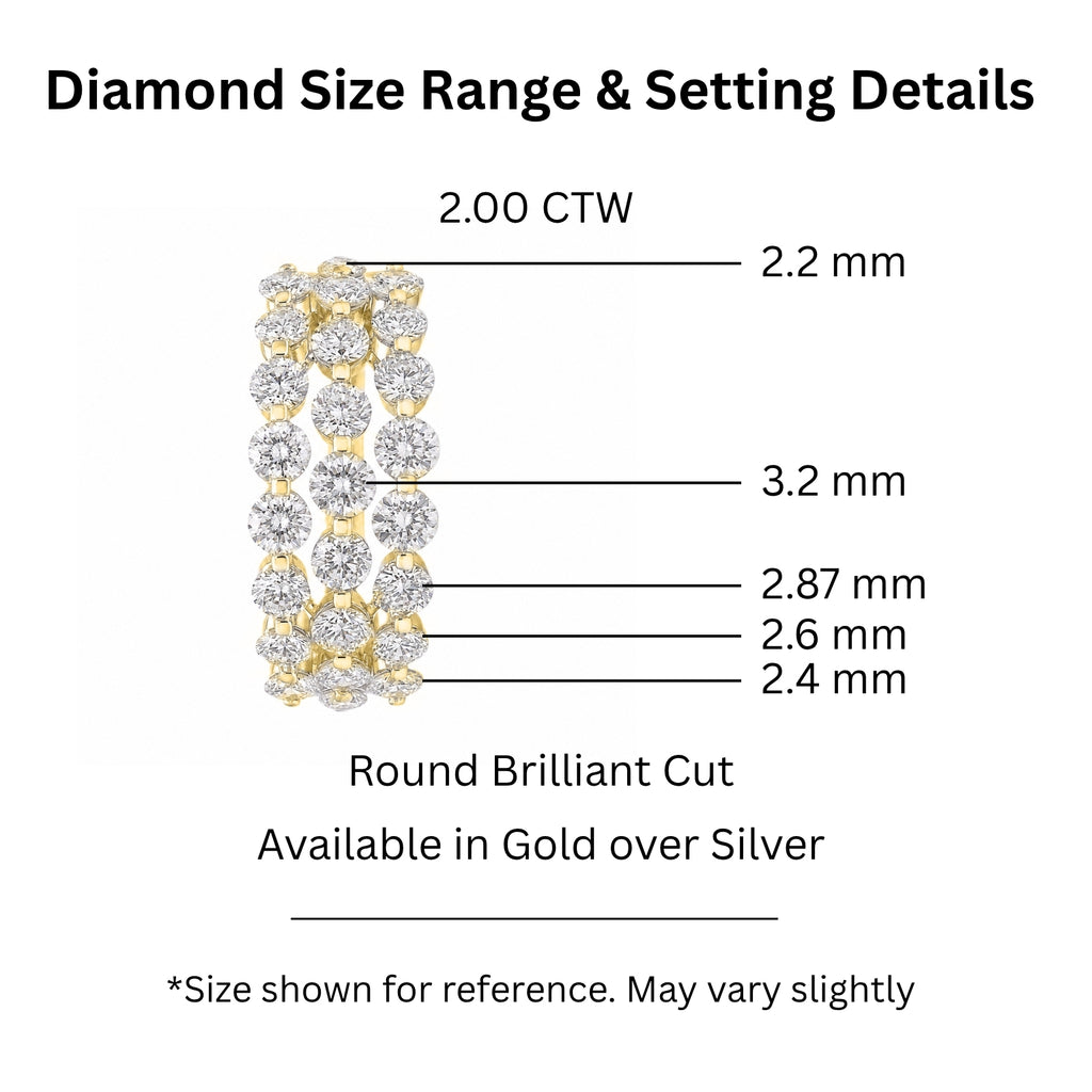 Diamonair Lab Grown Diamond (F/VS+) 2.00 carat Round cut Sterling Silver Ring - Sterling Silver | Gold over Silver