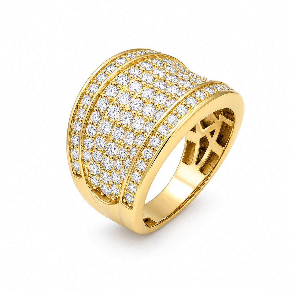 Diamonair Lab Grown Diamond (F/VS+) 2.00 carat Round cut Sterling Silver Statement Ring - Sterling Silver | Gold over Silver