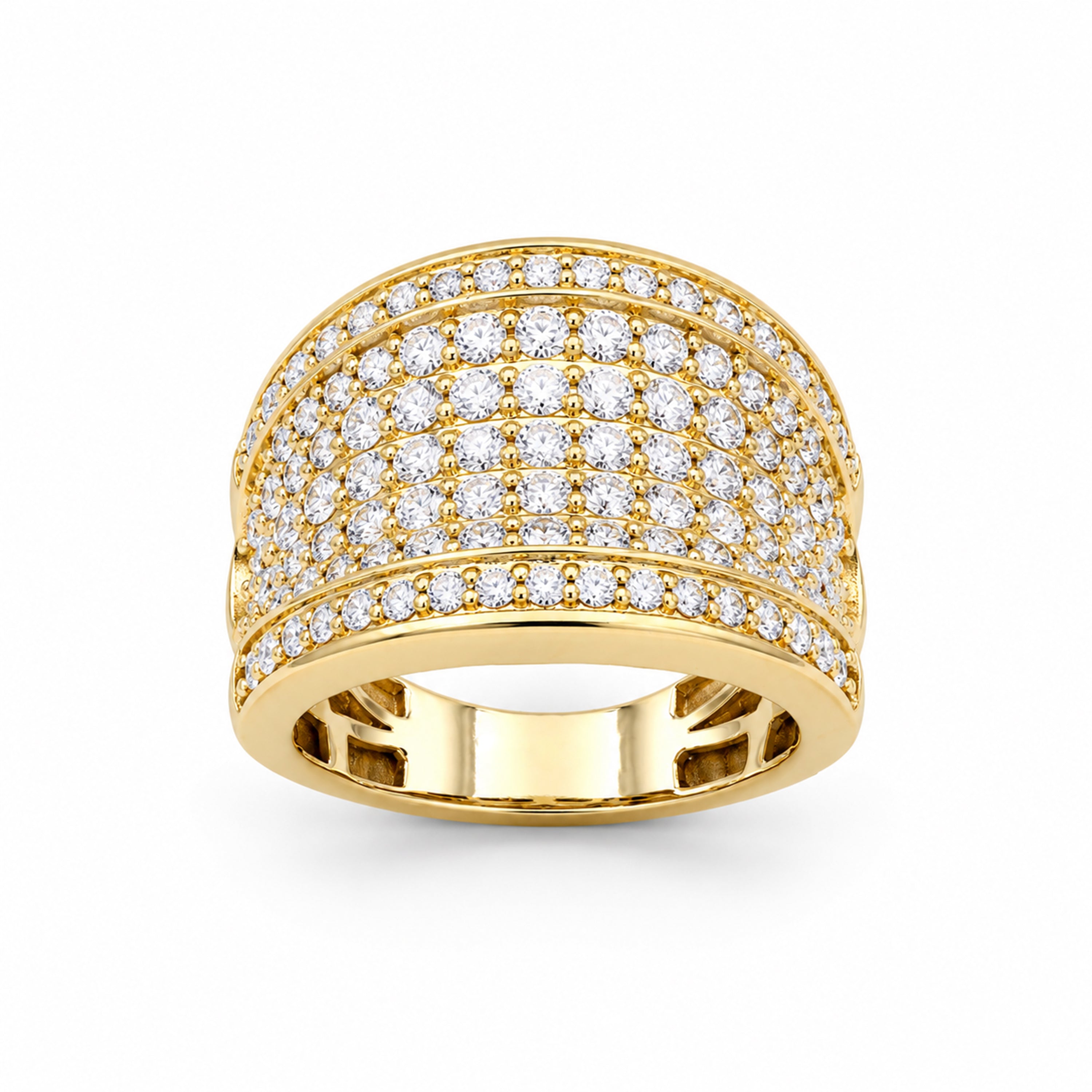Diamonair Lab Grown Diamond (F/VS+) 2.00 carat Round cut Sterling Silver Statement Ring - Sterling Silver | Gold over Silver
