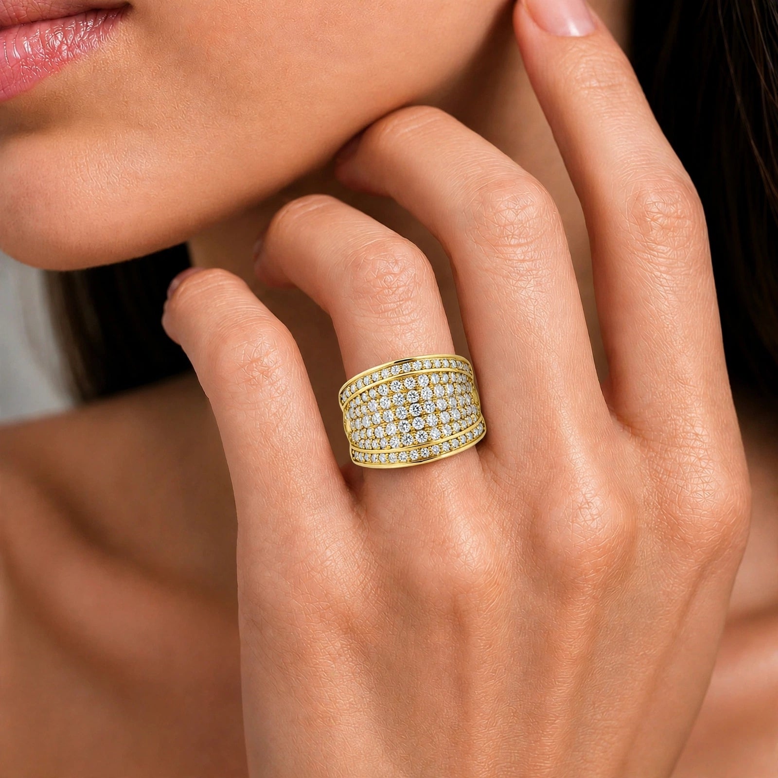 Diamonair Lab Grown Diamond (F/VS+) 2.00 carat Round cut Sterling Silver Statement Ring - Sterling Silver | Gold over Silver