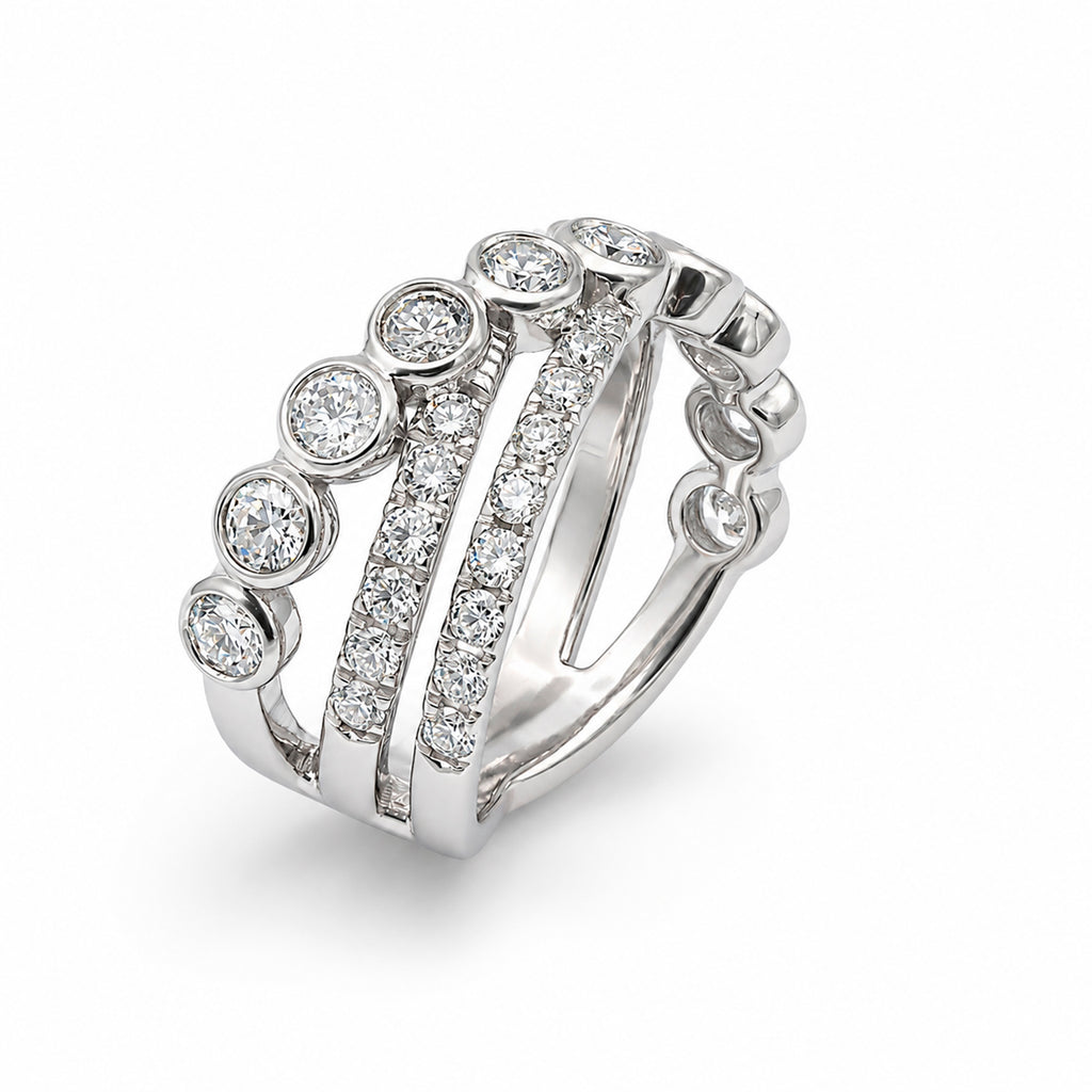 Diamonair Lab Grown Diamond (F/VS+) 3.00 carat Round cut Sterling Silver Statement Ring - Sterling Silver | Gold over Silver