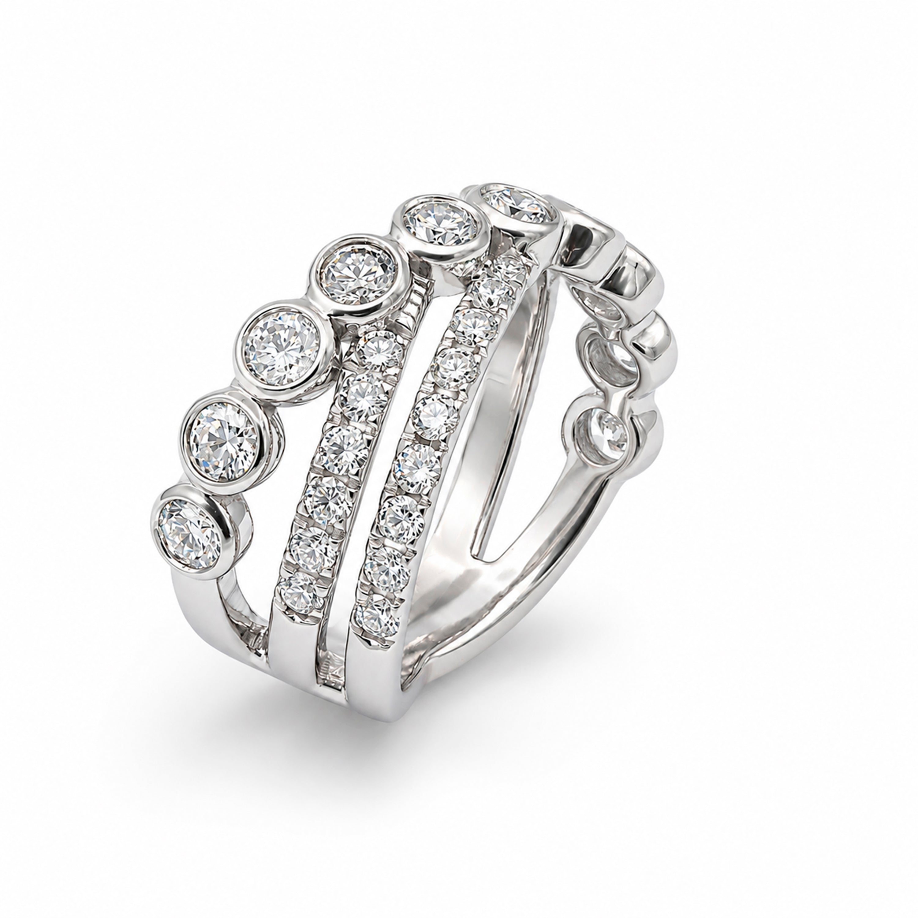 Diamonair Lab Grown Diamond (F/VS+) 3.00 carat Round cut Sterling Silver Statement Ring - Sterling Silver | Gold over Silver