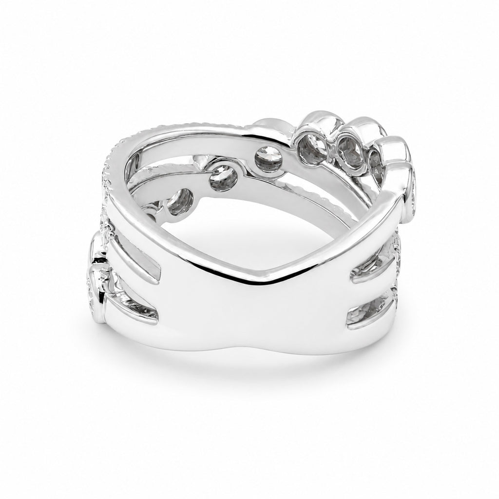 Diamonair Lab Grown Diamond (F/VS+) 3.00 carat Round cut Sterling Silver Statement Ring - Sterling Silver | Gold over Silver