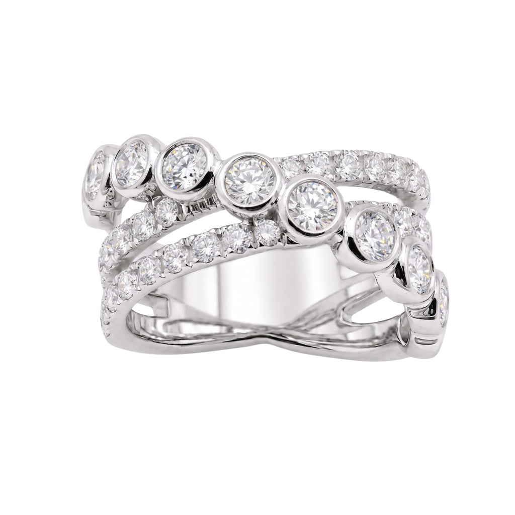 Diamonair Lab Grown Diamond (F/VS+) 2.00 carat Round cut Sterling Silver Statement Ring - Sterling Silver | Gold over Silver
