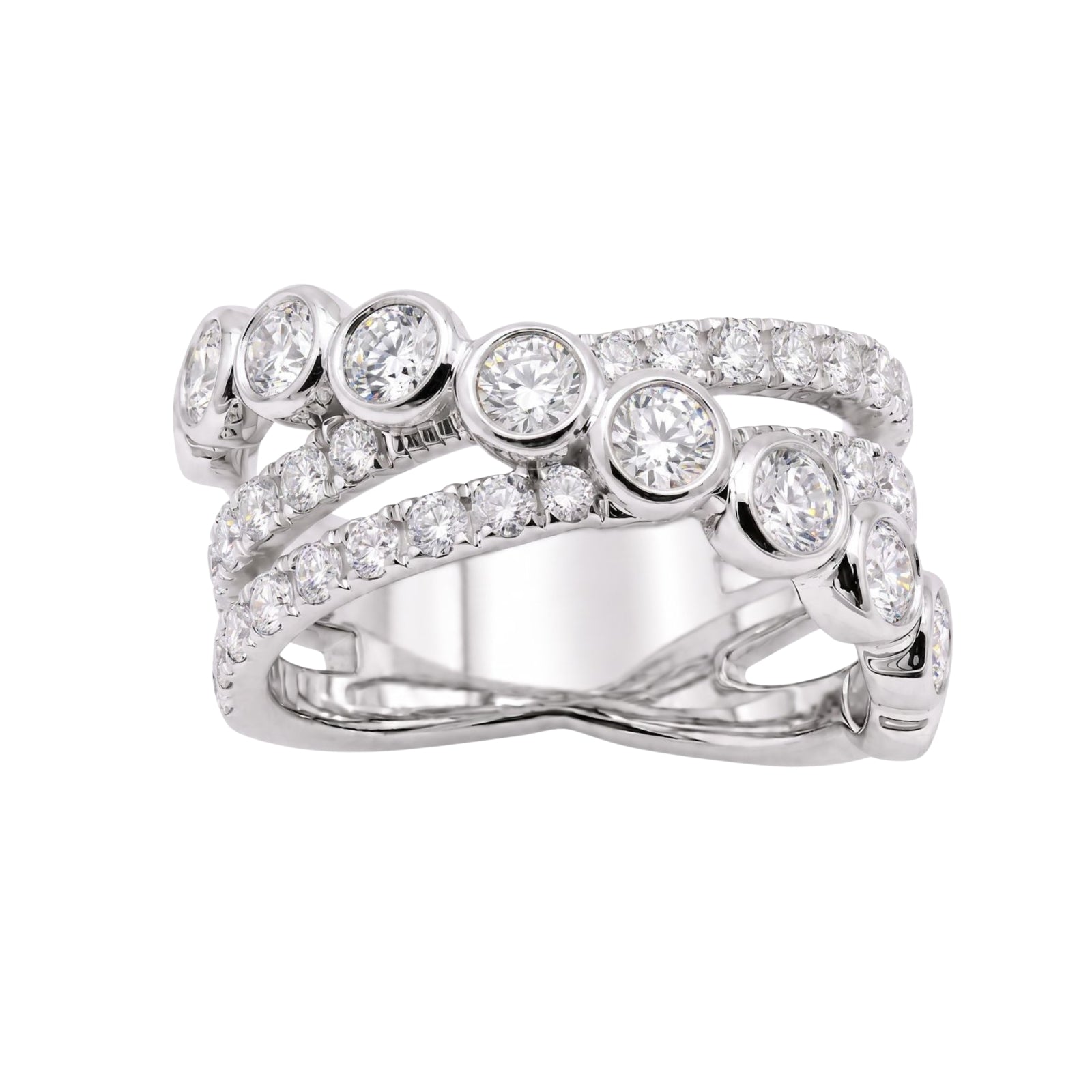 Diamonair Lab Grown Diamond (F/VS+) 2.00 carat Round cut Sterling Silver Statement Ring - Sterling Silver | Gold over Silver