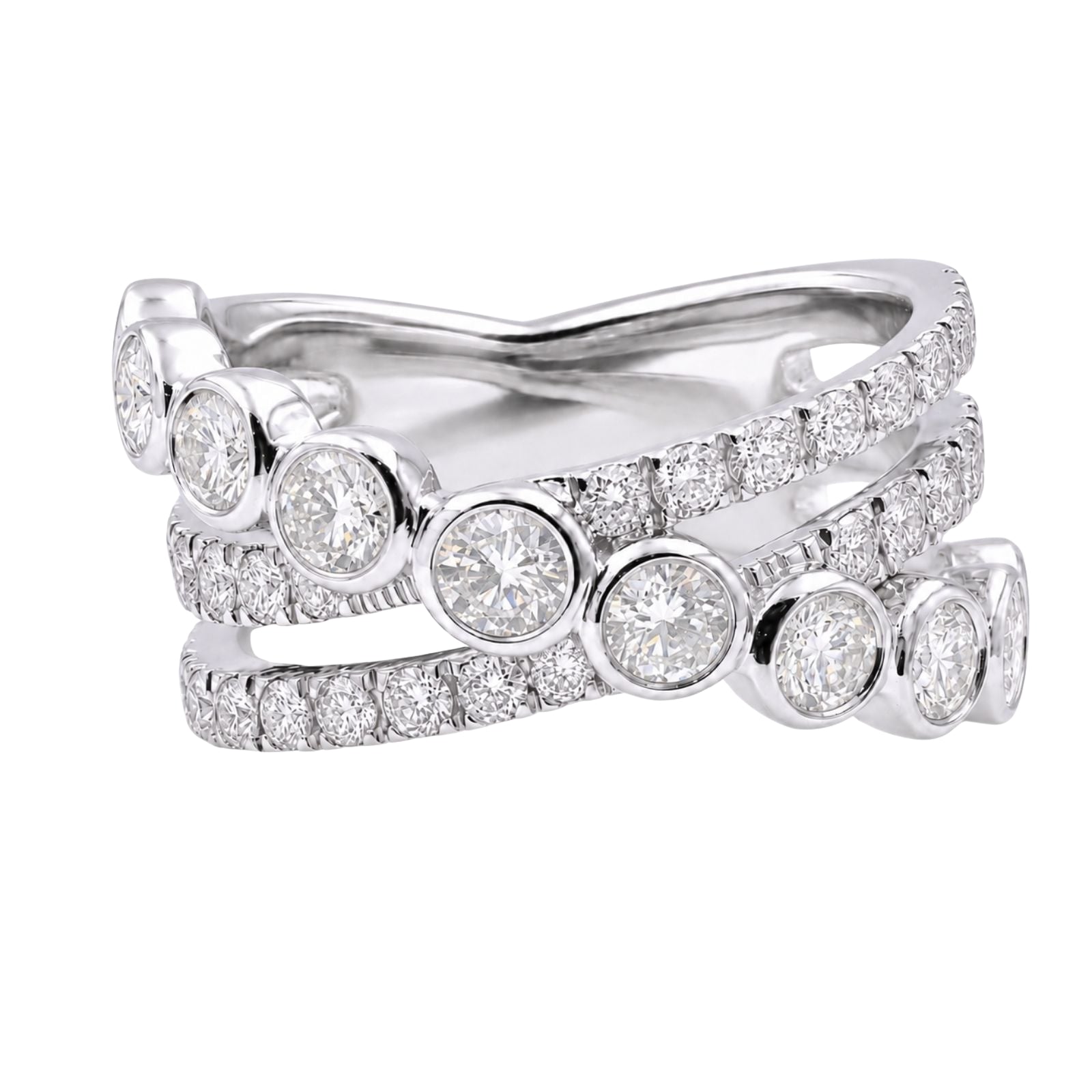 Diamonair Lab Grown Diamond (F/VS+) 2.00 carat Round cut Sterling Silver Statement Ring - Sterling Silver | Gold over Silver