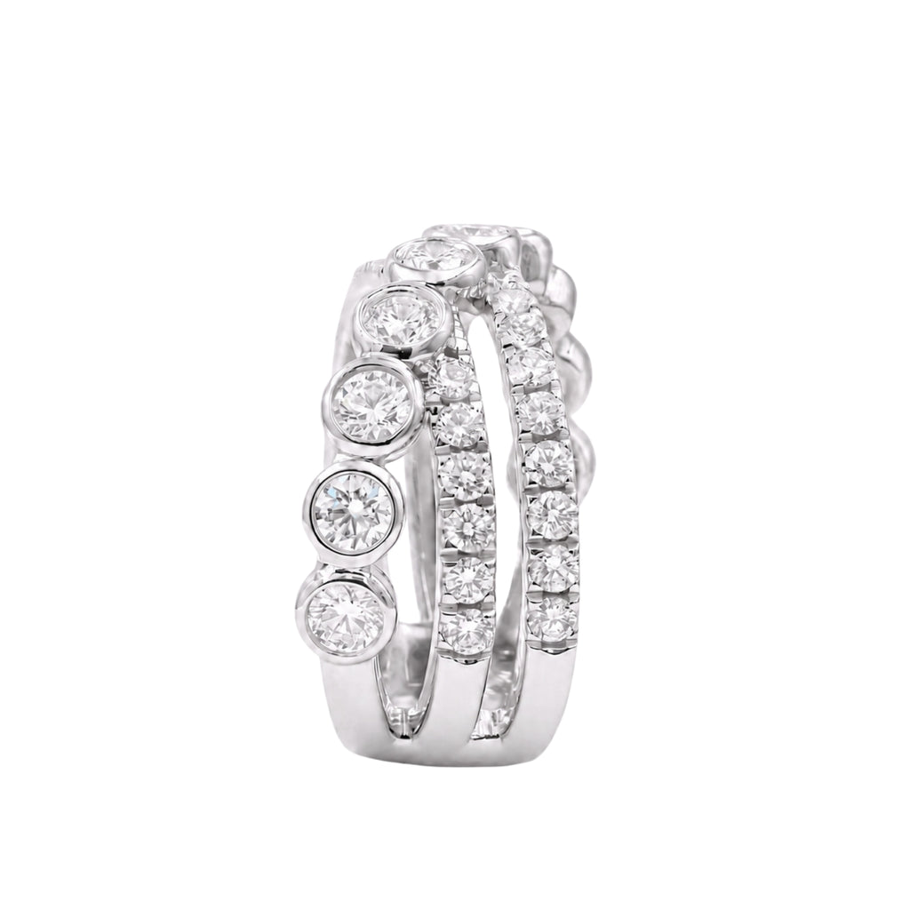 Diamonair Lab Grown Diamond (F/VS+) 2.00 carat Round cut Sterling Silver Statement Ring - Sterling Silver | Gold over Silver