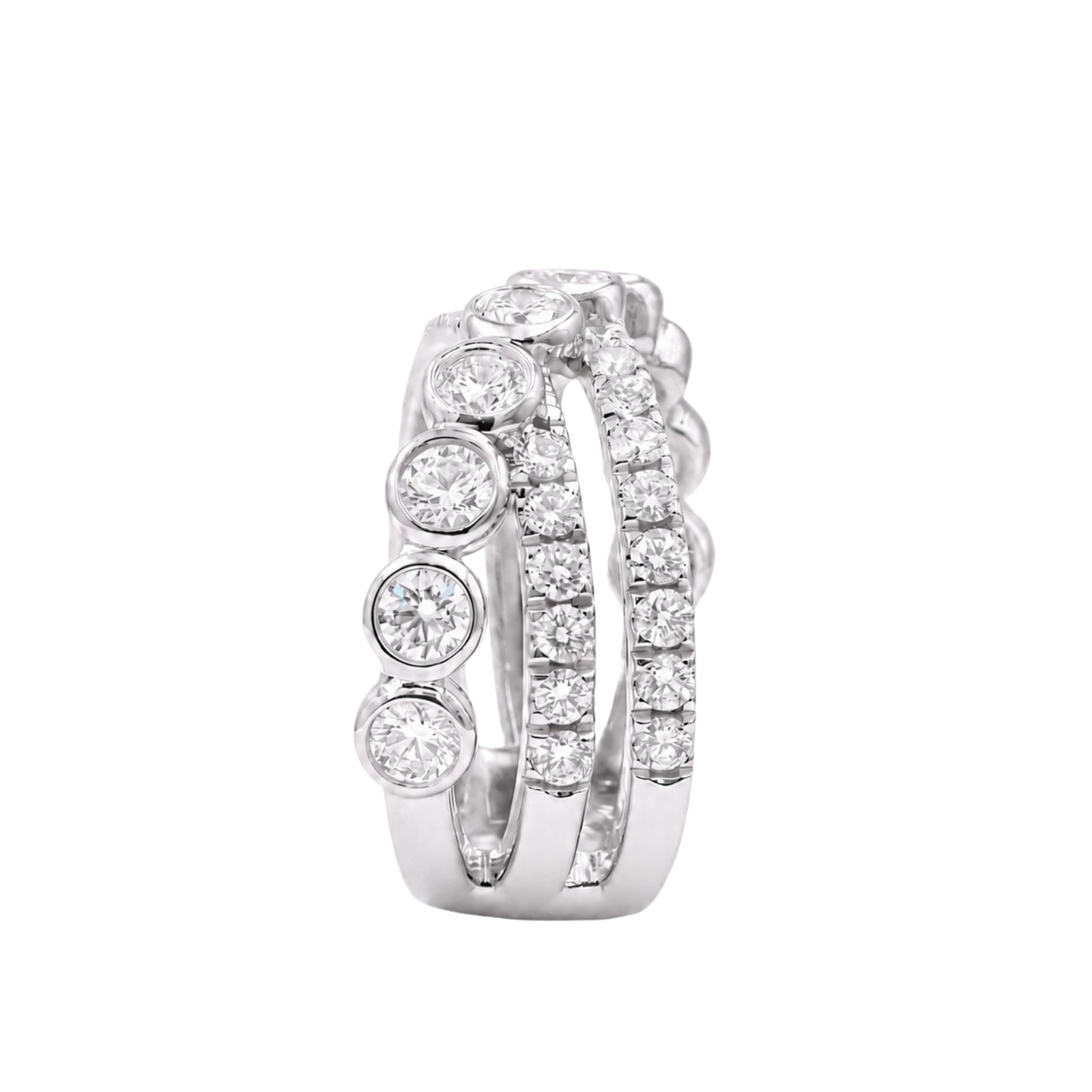 Diamonair Lab Grown Diamond (F/VS+) 2.00 carat Round cut Sterling Silver Statement Ring - Sterling Silver | Gold over Silver