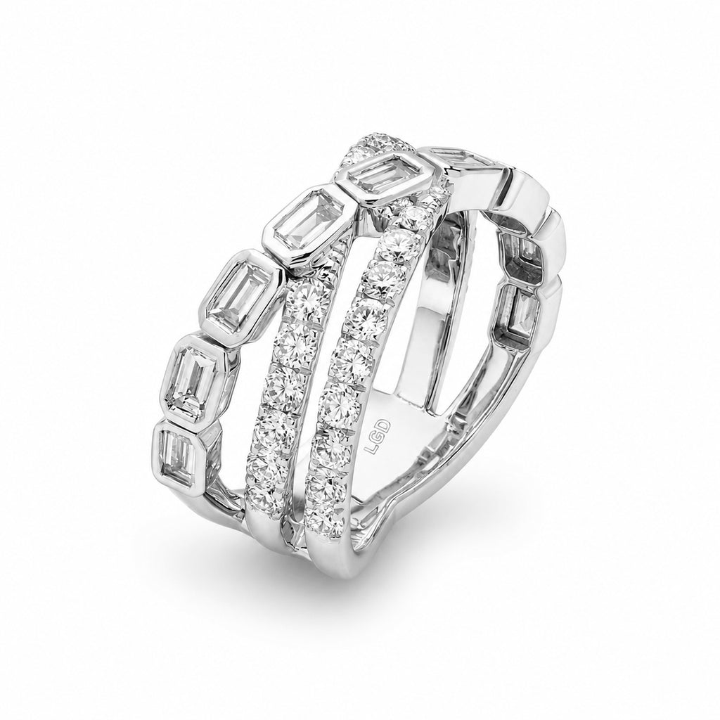Diamonair Lab Grown Diamond (F/VS+) 2.00 carat Round cut Sterling Silver Statement Ring - Sterling Silver | Gold over Silver