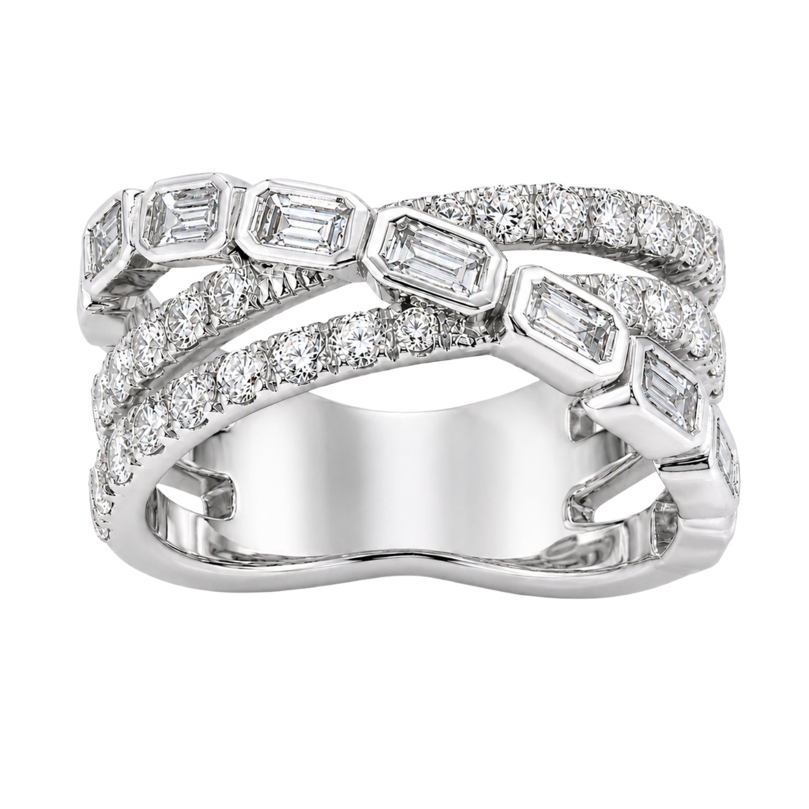 Diamonair Lab Grown Diamond (F/VS+) 2.00 carat Round cut Sterling Silver Ring - Sterling Silver