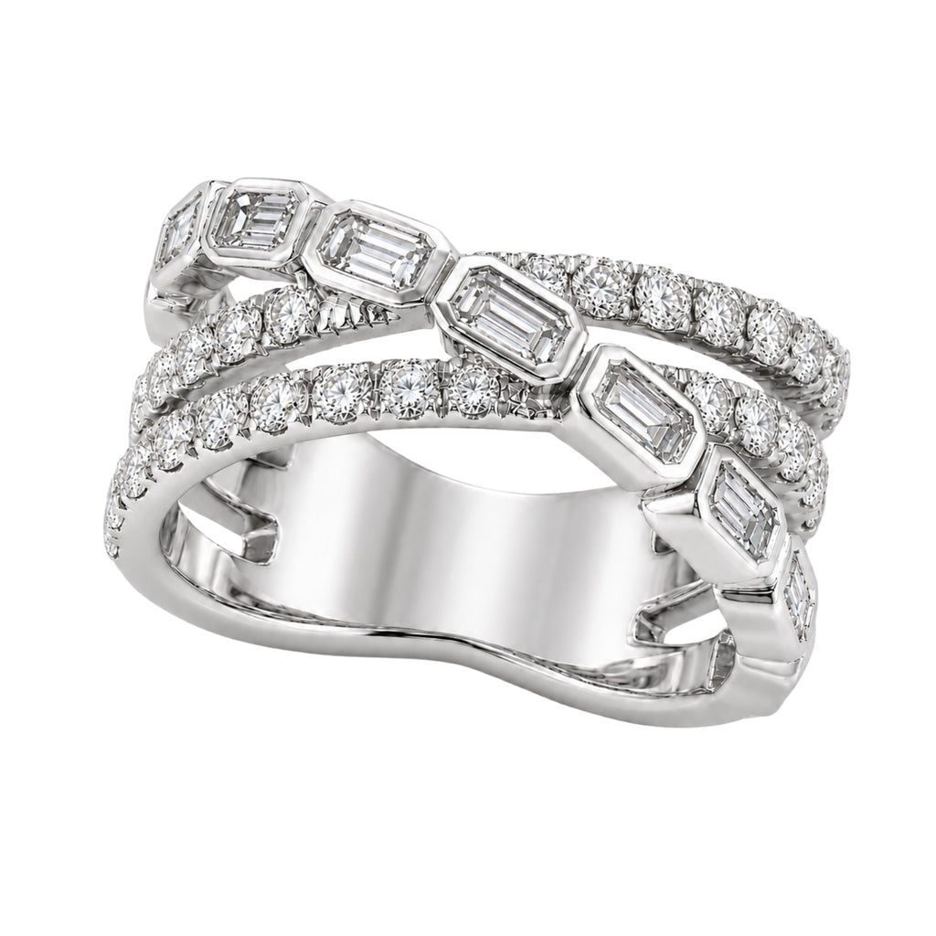 Diamonair Lab Grown Diamond (F/VS+) 2.00 carat Round cut Sterling Silver Ring - Sterling Silver