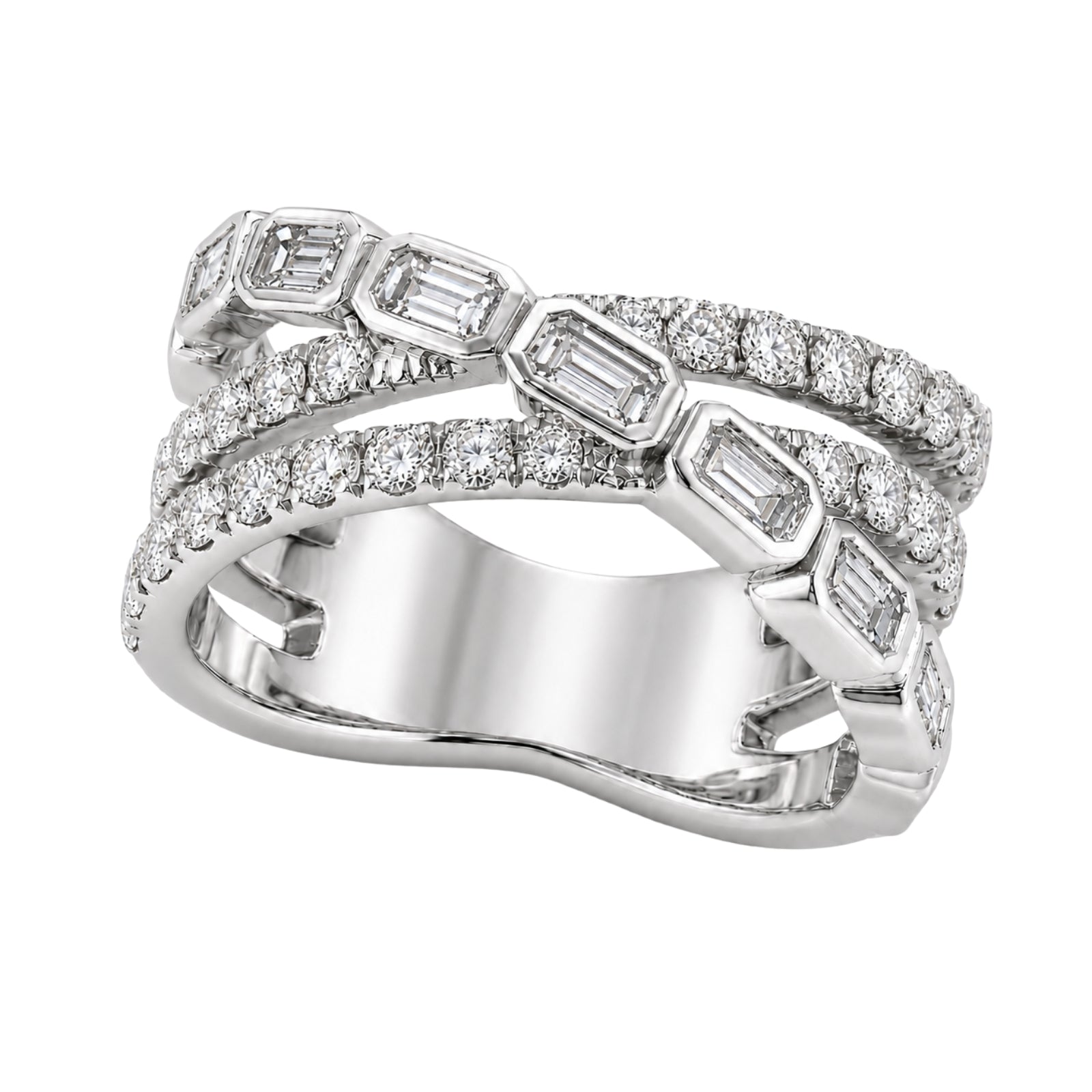 Diamonair Lab Grown Diamond (F/VS+) 2.00 carat Round cut Sterling Silver Ring - Sterling Silver