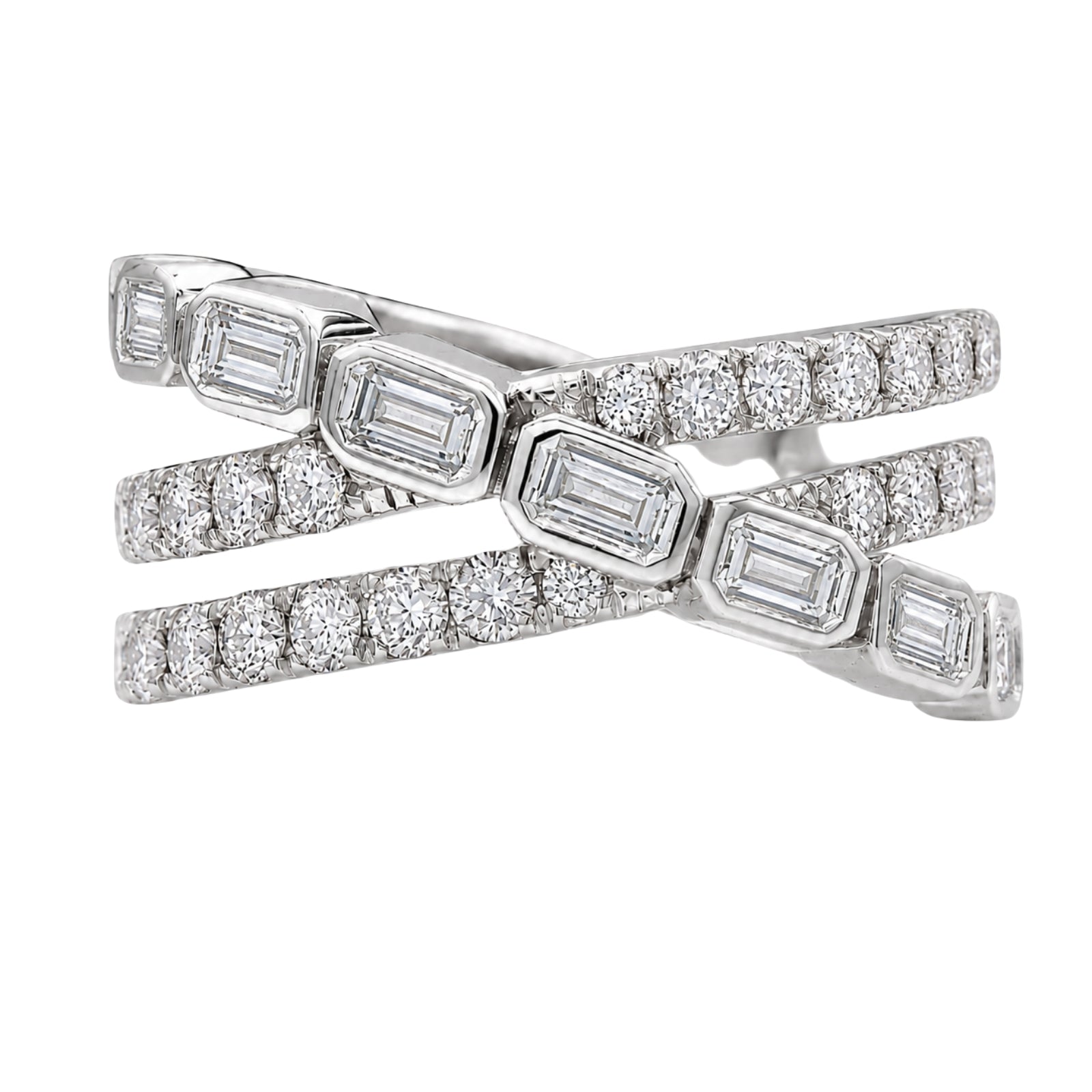 Diamonair Lab Grown Diamond (F/VS+) 2.00 carat Round cut Sterling Silver Ring - Sterling Silver