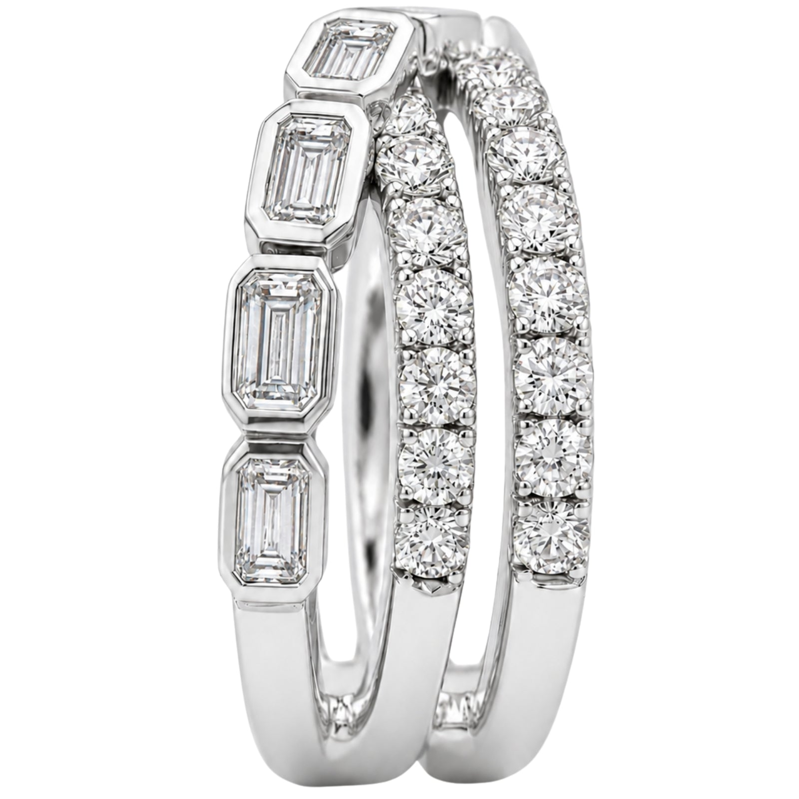 Diamonair Lab Grown Diamond (F/VS+) 2.00 carat Round cut Sterling Silver Ring - Sterling Silver