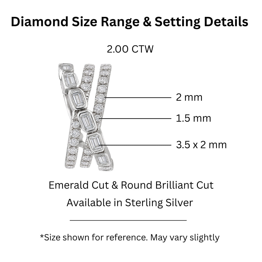 Diamonair Lab Grown Diamond (F/VS+) 2.00 carat Round cut Sterling Silver Ring - Sterling Silver