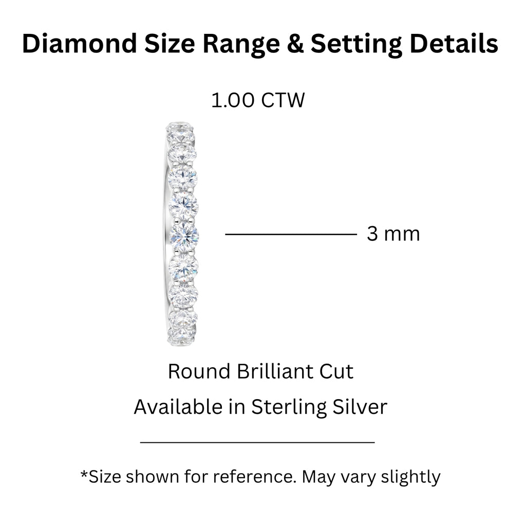Diamonair Lab Grown Diamond (F/VS+) 1.00 carat Round cut Sterling Silver Ring - Sterling Silver | Gold over Silver