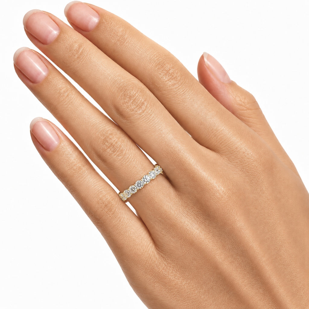 Diamonair Lab Grown Diamond (F/VS+) 1.00 carat Round cut Sterling Silver Ring - Sterling Silver | Gold over Silver