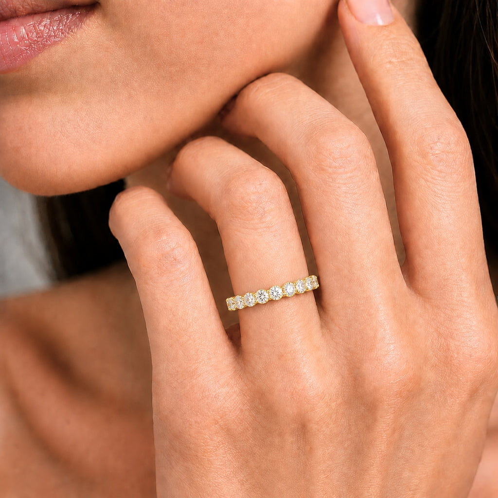 Diamonair Lab Grown Diamond (F/VS+) 1.00 carat Round cut Sterling Silver Ring - Sterling Silver | Gold over Silver