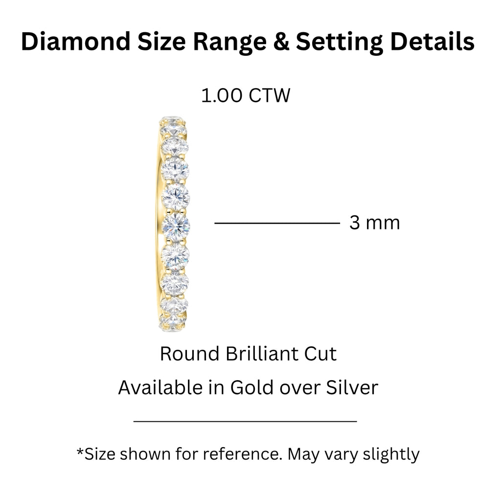 Diamonair Lab Grown Diamond (F/VS+) 1.00 carat Round cut Sterling Silver Ring - Sterling Silver | Gold over Silver