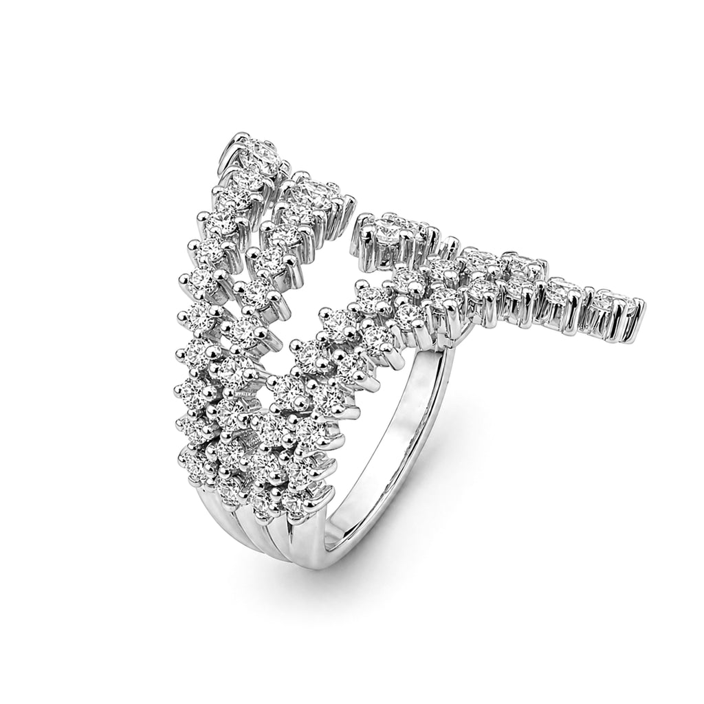 Diamonair Lab Grown Diamond (F/VS+) 2.00 carat Round cut Sterling Silver Statement Ring - Sterling Silver | Gold over Silver