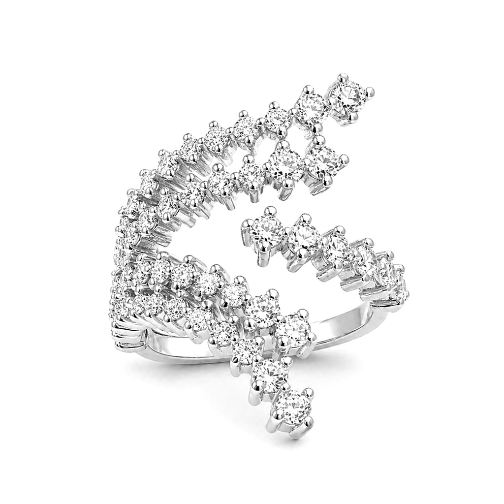 Diamonair Lab Grown Diamond (F/VS+) 2.00 carat Round cut Sterling Silver Statement Ring - Sterling Silver | Gold over Silver