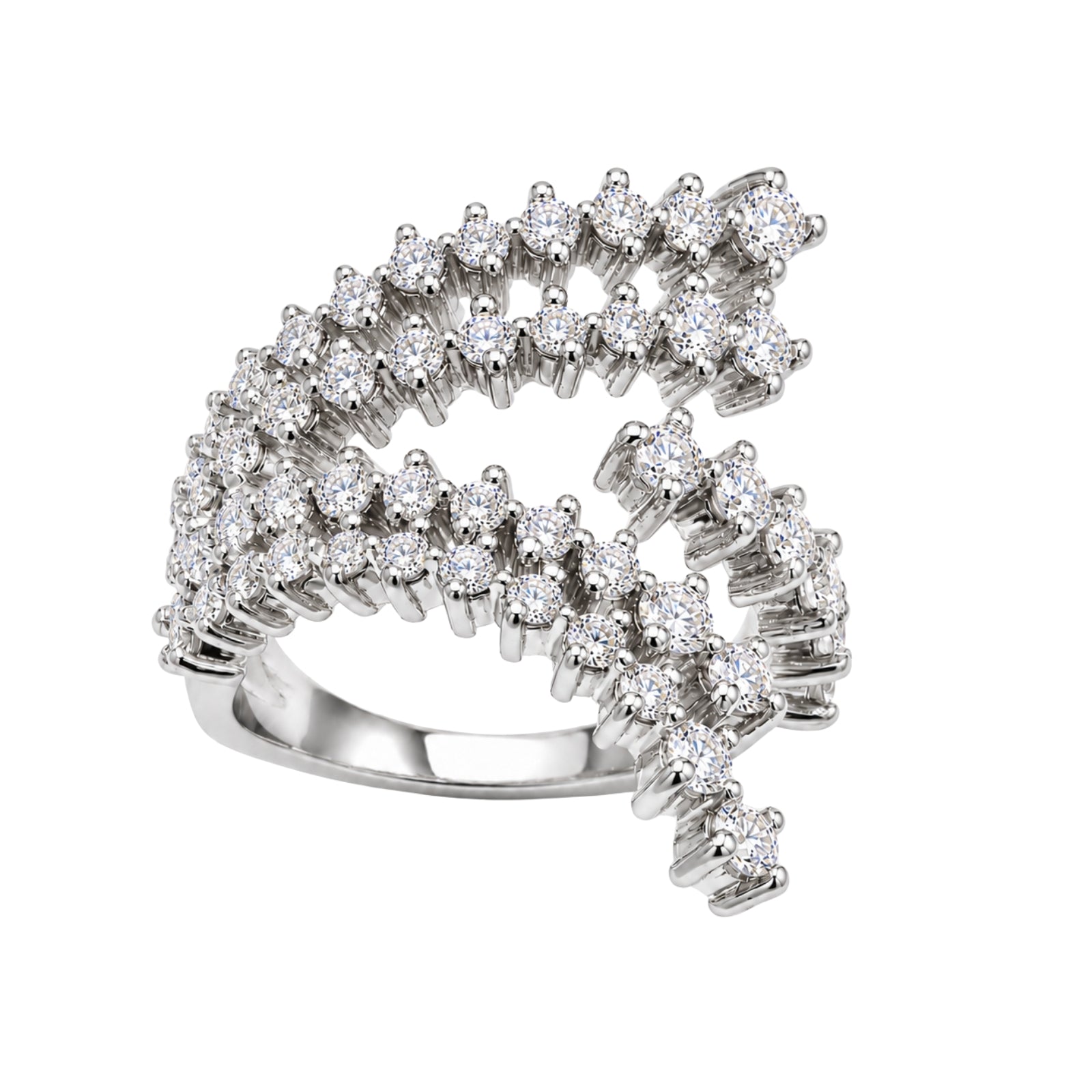 Diamonair Lab Grown Diamond (F/VS+) 2.00 carat Round cut Sterling Silver Statement Ring - Sterling Silver | Gold over Silver