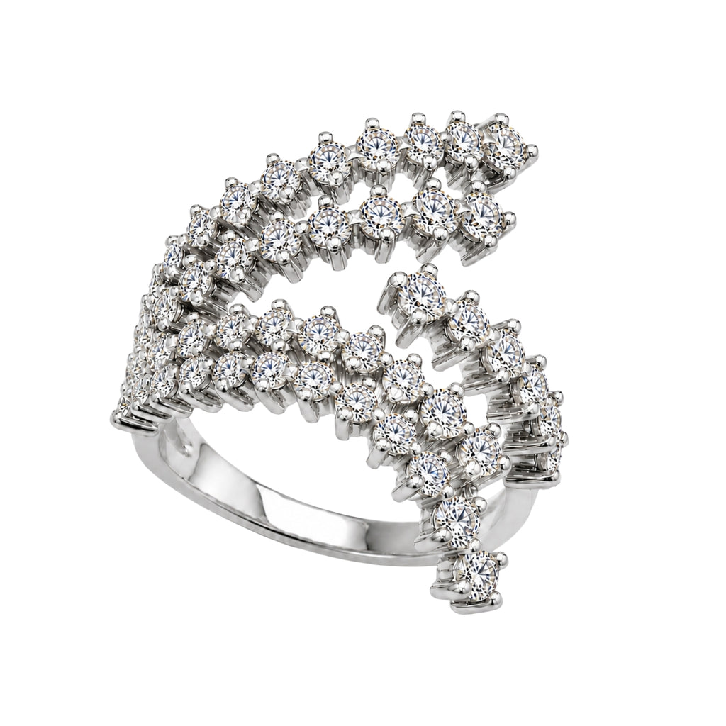 Diamonair Lab Grown Diamond (F/VS+) 2.00 carat Round cut Sterling Silver Statement Ring - Sterling Silver | Gold over Silver