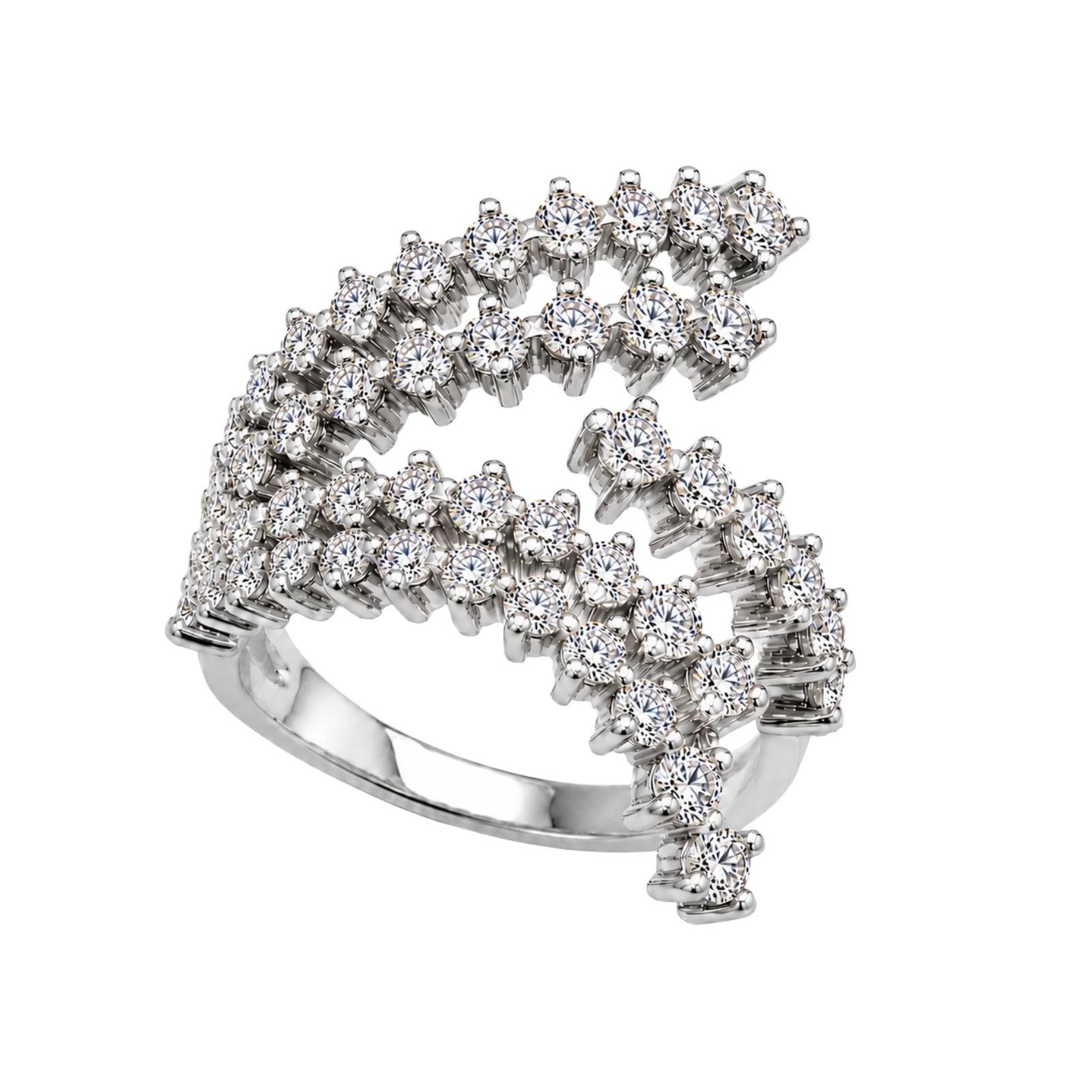 Diamonair Lab Grown Diamond (F/VS+) 2.00 carat Round cut Sterling Silver Statement Ring - Sterling Silver | Gold over Silver