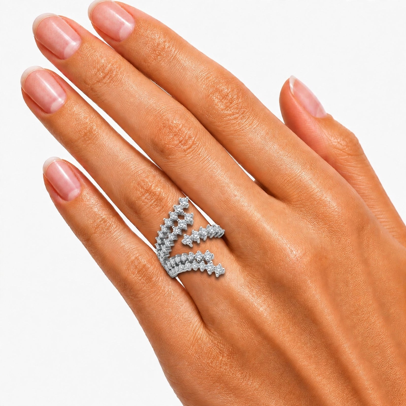 Diamonair Lab Grown Diamond (F/VS+) 2.00 carat Round cut Sterling Silver Statement Ring - Sterling Silver | Gold over Silver