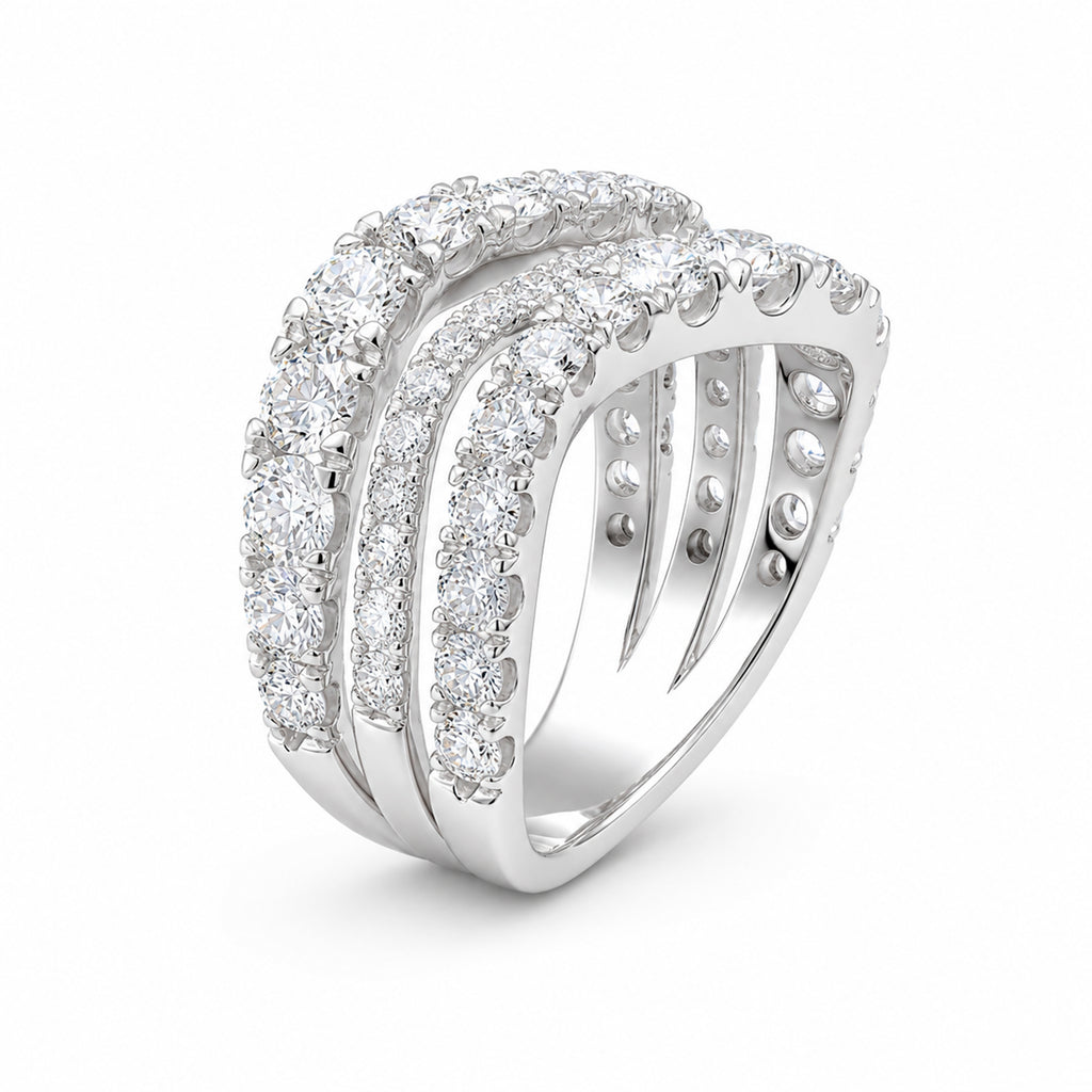Diamonair Lab Grown Diamond (F/VS+) 3.00 carat Round cut Sterling Silver Statement Ring - Sterling Silver | Gold over Silver