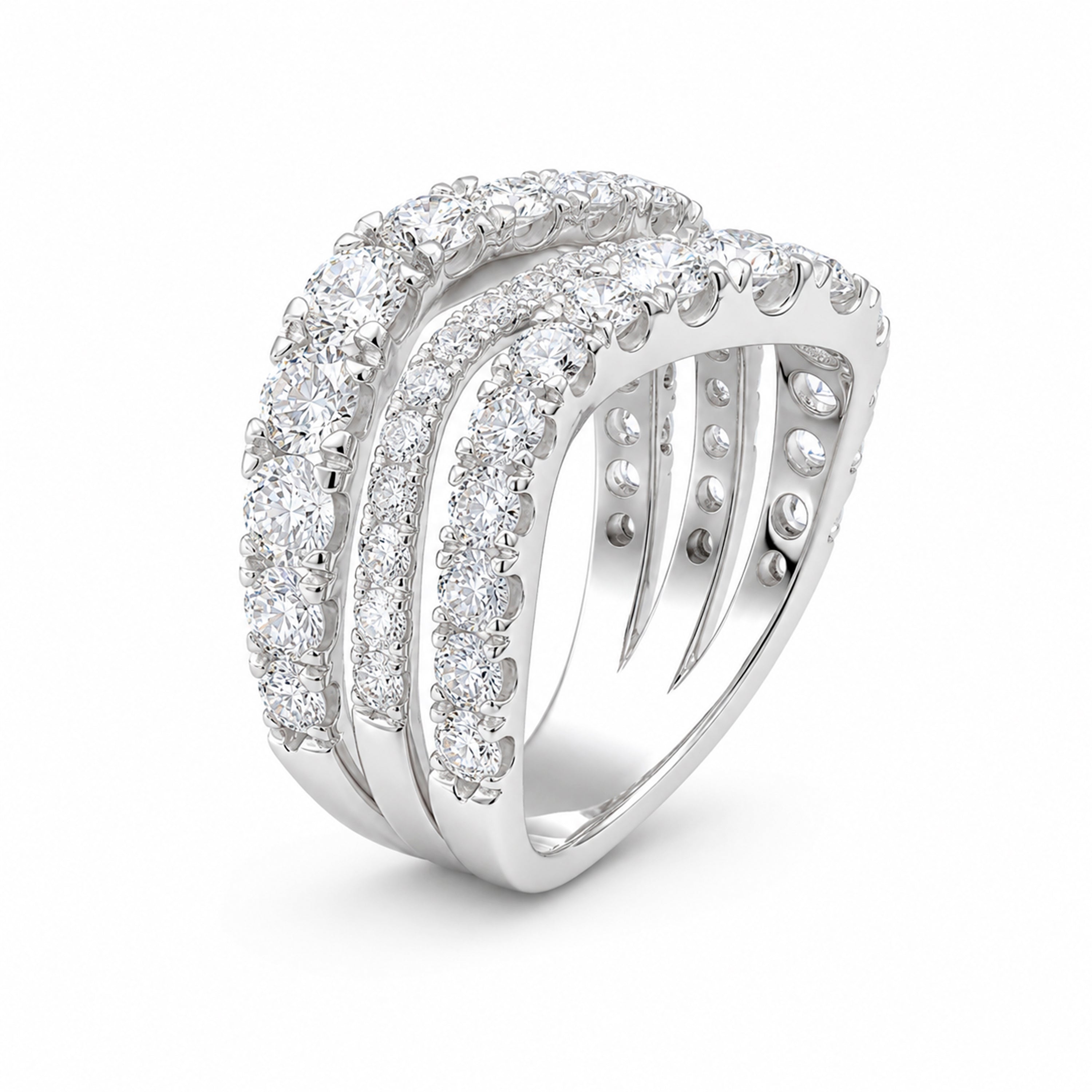Diamonair Lab Grown Diamond (F/VS+) 3.00 carat Round cut Sterling Silver Statement Ring - Sterling Silver | Gold over Silver