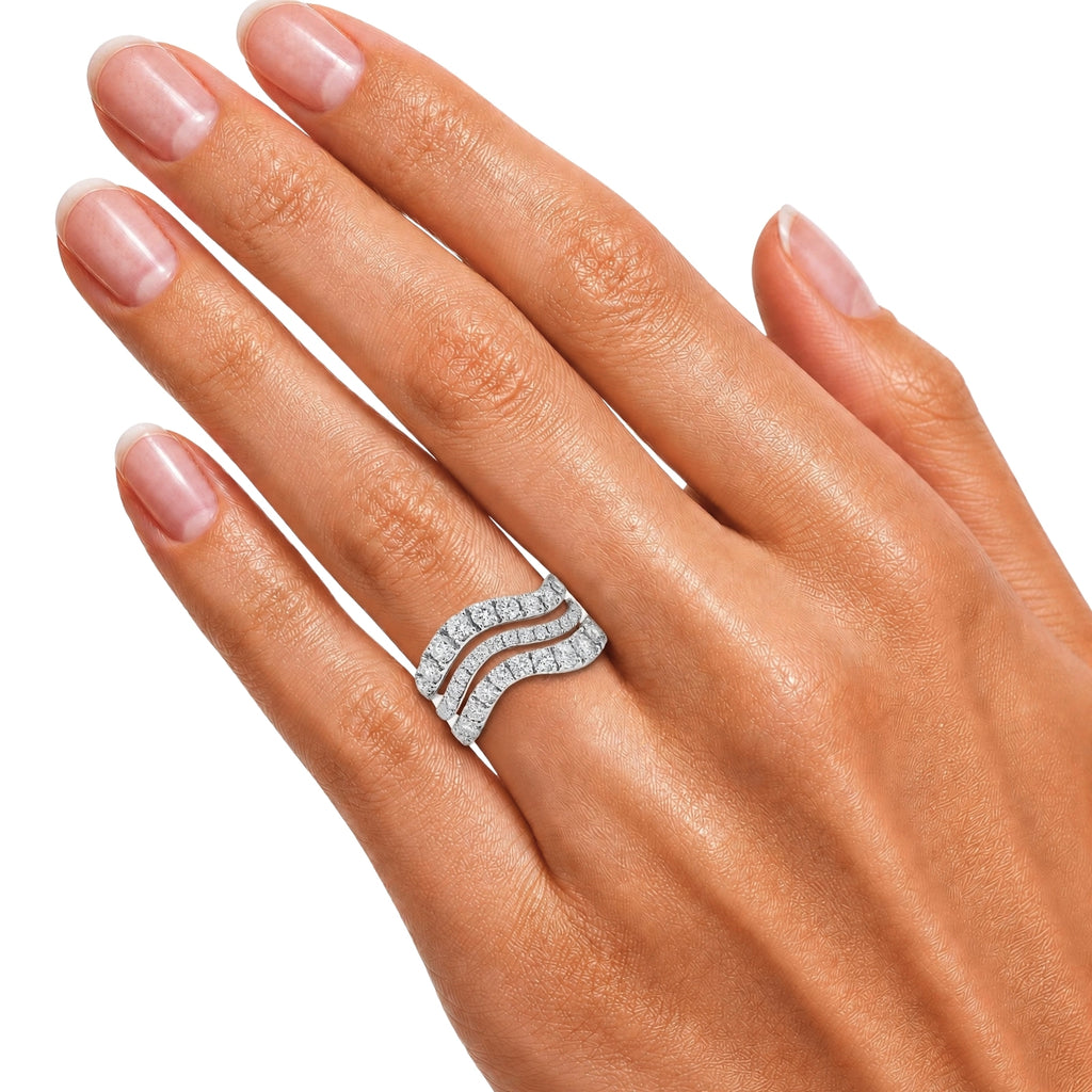 Diamonair Lab Grown Diamond (F/VS+) 3.00 carat Round cut Sterling Silver Statement Ring - Sterling Silver | Gold over Silver