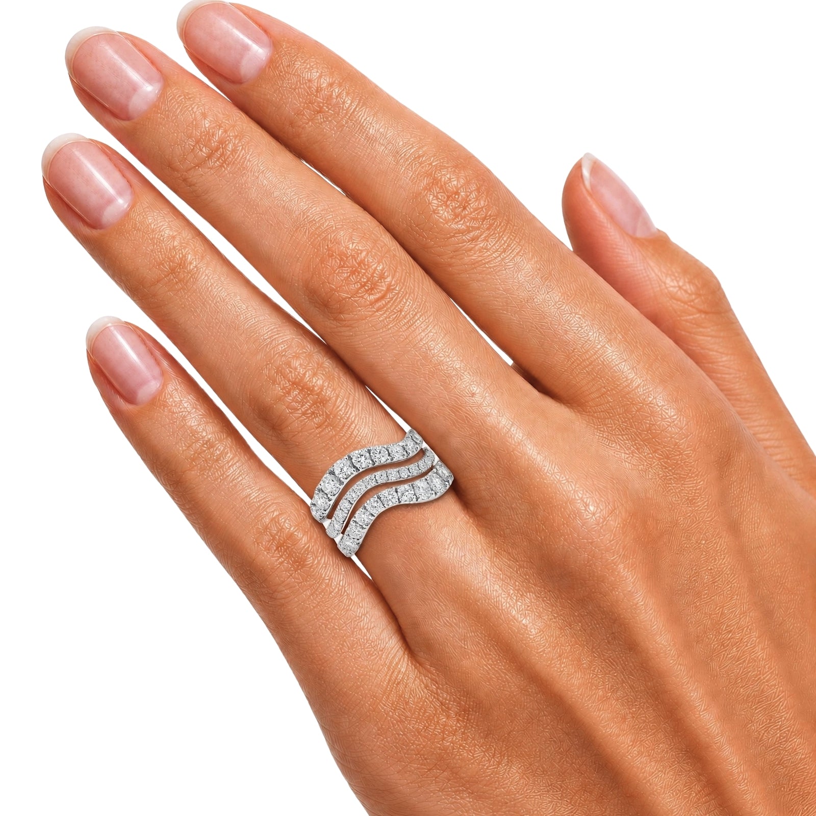 Diamonair Lab Grown Diamond (F/VS+) 3.00 carat Round cut Sterling Silver Statement Ring - Sterling Silver | Gold over Silver