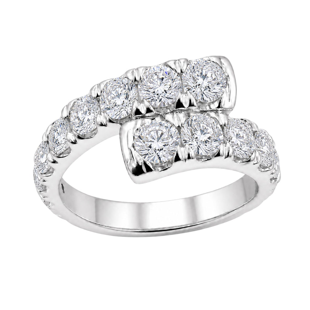 Diamonair Lab Grown Diamond (F/VS+) 2.00 carat Round cut Sterling Silver Ring - Sterling Silver | Gold over Silver