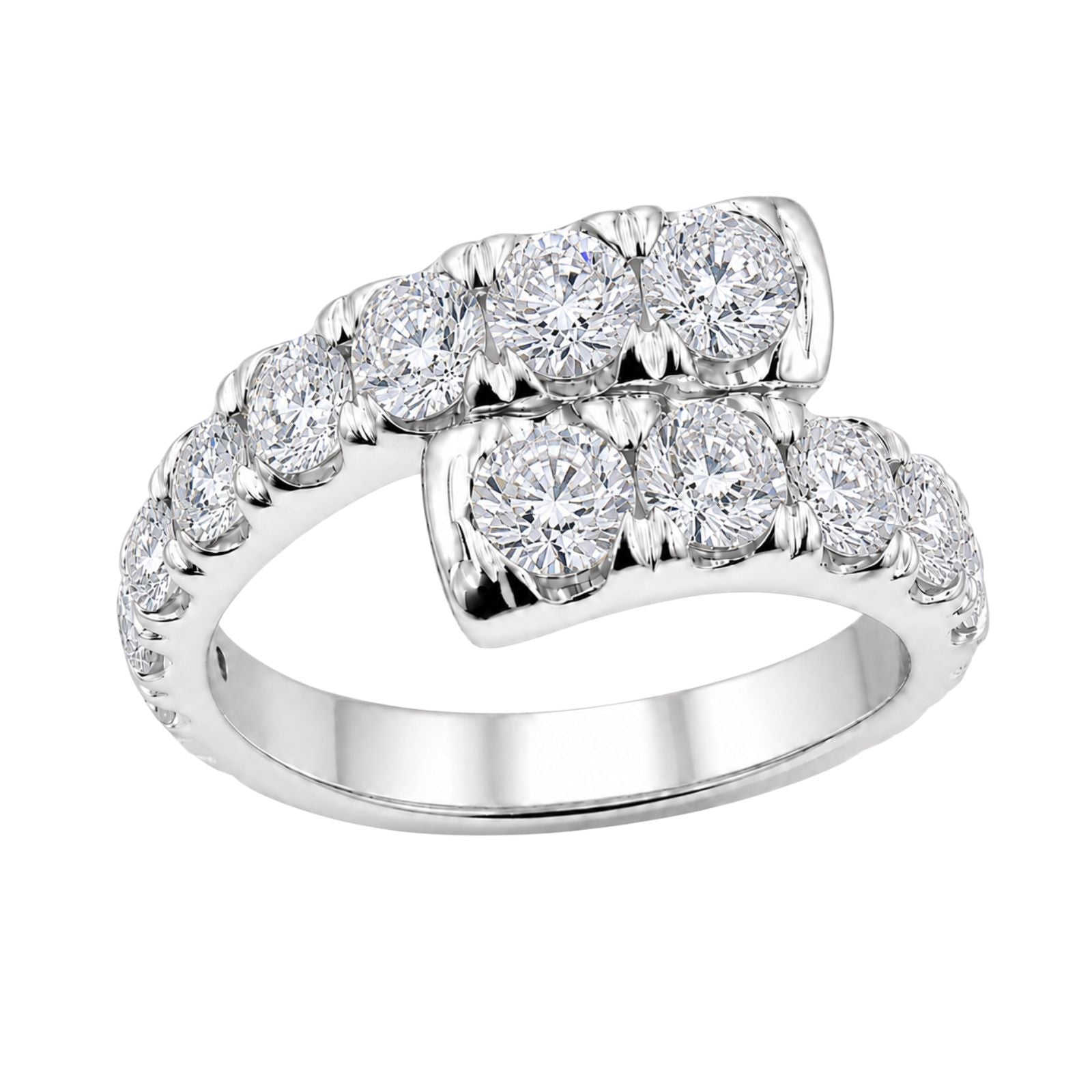 Diamonair Lab Grown Diamond (F/VS+) 2.00 carat Round cut Sterling Silver Ring - Sterling Silver | Gold over Silver
