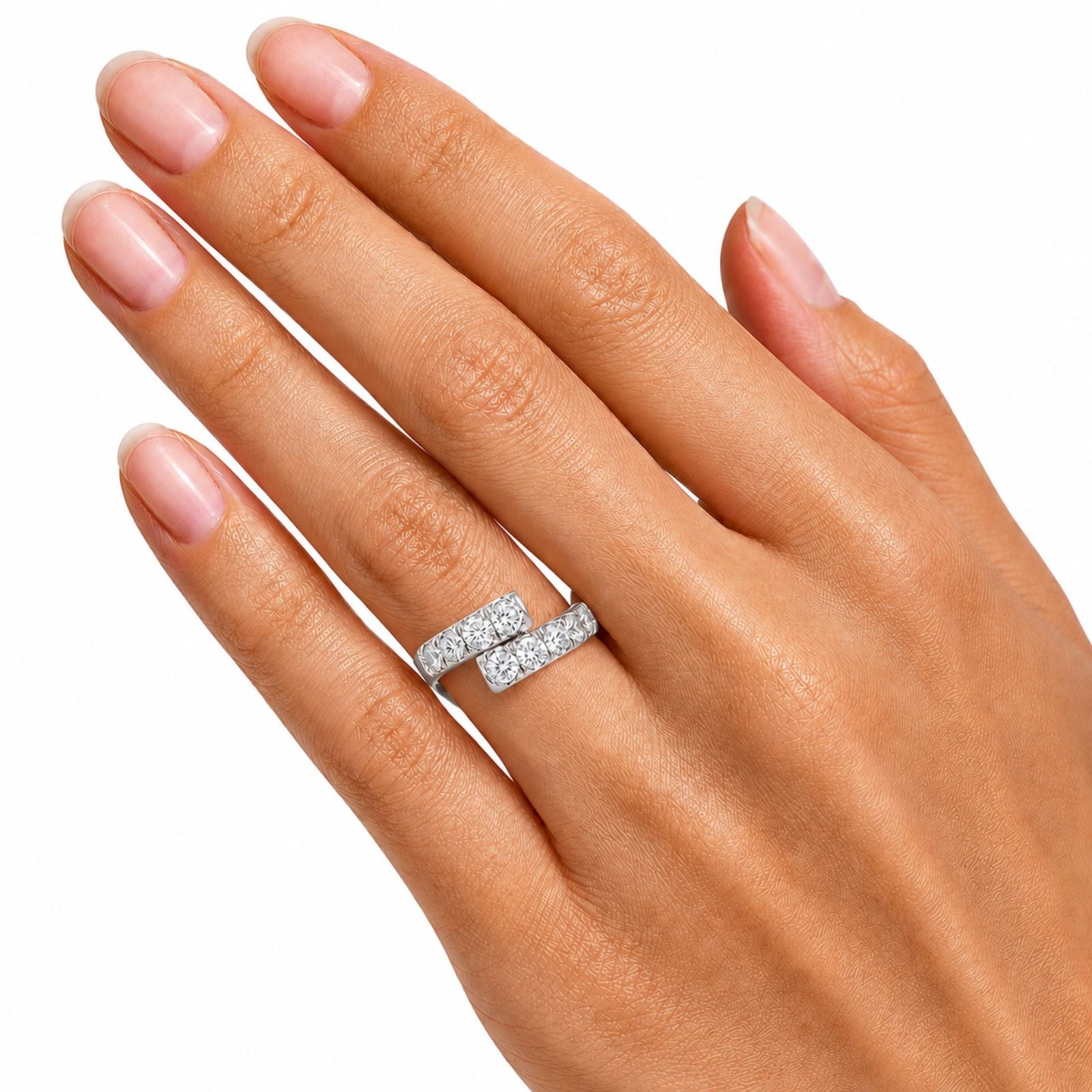 Diamonair Lab Grown Diamond (F/VS+) 2.00 carat Round cut Sterling Silver Ring - Sterling Silver | Gold over Silver