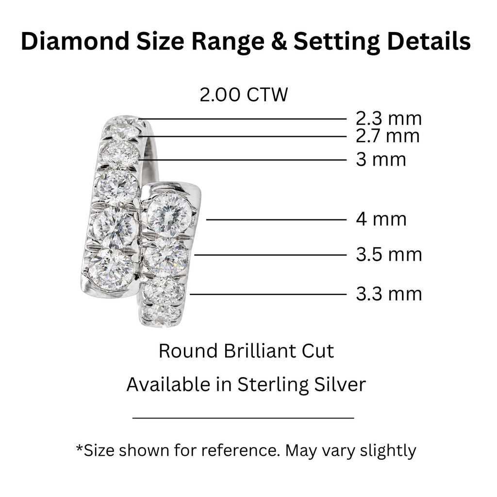 Diamonair Lab Grown Diamond (F/VS+) 2.00 carat Round cut Sterling Silver Ring - Sterling Silver | Gold over Silver