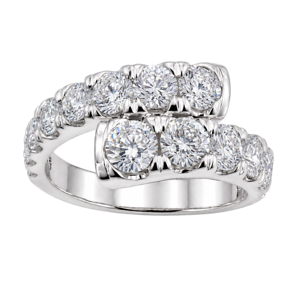 Diamonair Lab Grown Diamond (F/VS+) 3.00 carat Round cut Sterling Silver Ring - Sterling Silver | Gold over Silver