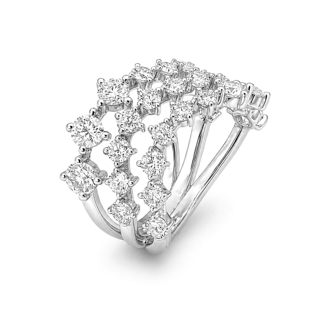 Diamonair Lab Grown Diamond (F/VS+) 3.00 carat Round cut Sterling Silver Statement Ring - Sterling Silver | Gold over Silver