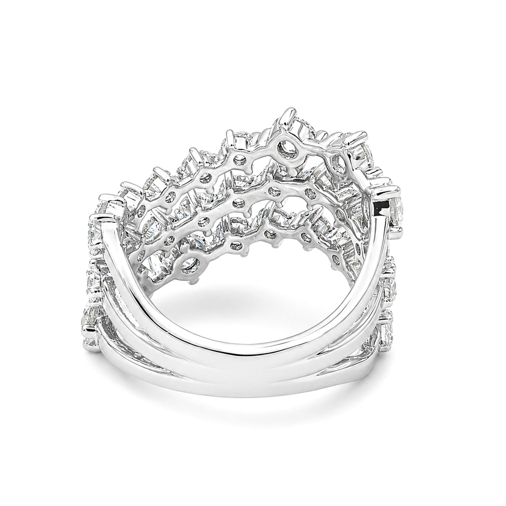 Diamonair Lab Grown Diamond (F/VS+) 3.00 carat Round cut Sterling Silver Statement Ring - Sterling Silver | Gold over Silver