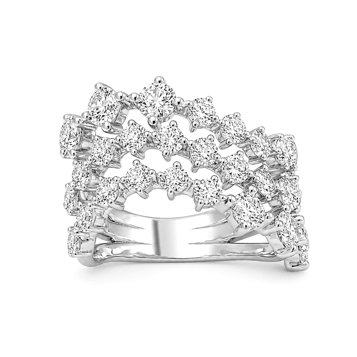 Diamonair Lab Grown Diamond (F/VS+) 3.00 carat Round cut Sterling Silver Statement Ring - Sterling Silver | Gold over Silver