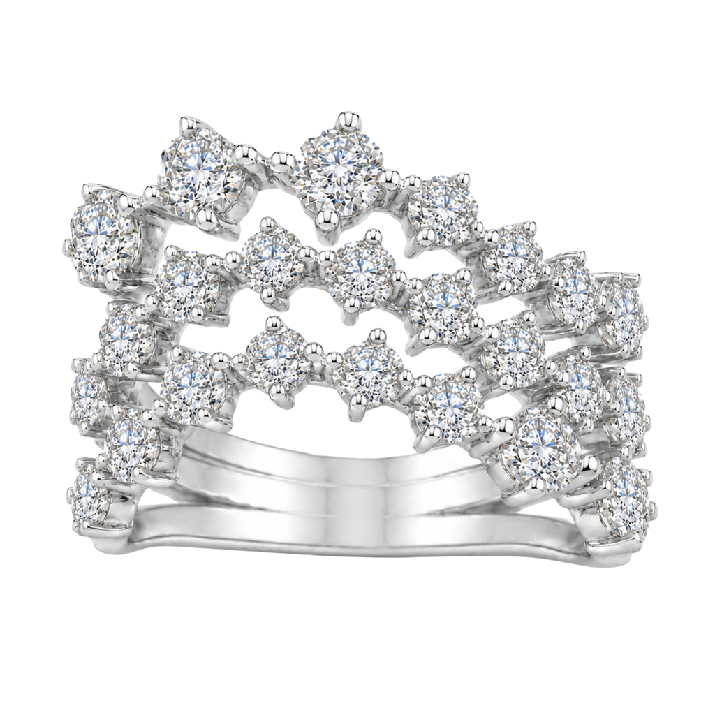 Diamonair Lab Grown Diamond (F/VS+) 3.00 carat Round cut Sterling Silver Statement Ring - Sterling Silver | Gold over Silver