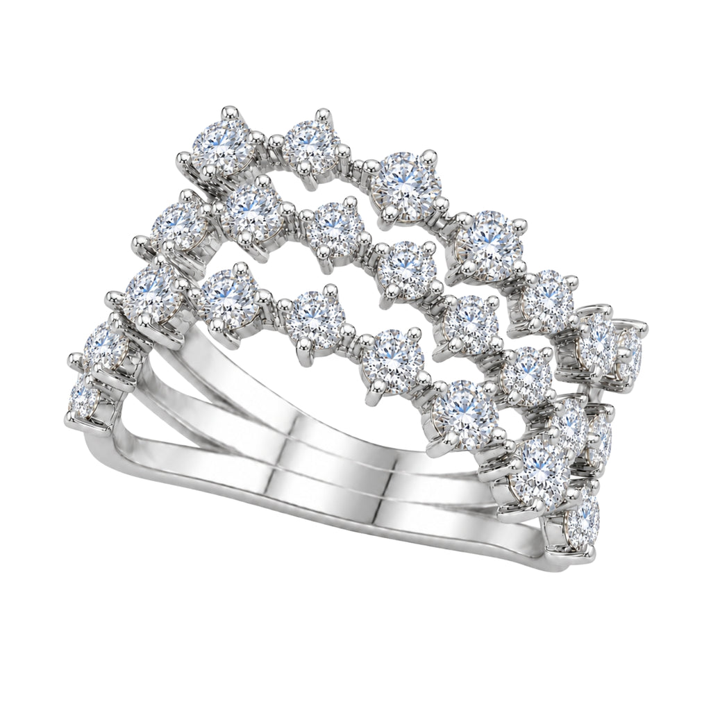 Diamonair Lab Grown Diamond (F/VS+) 3.00 carat Round cut Sterling Silver Statement Ring - Sterling Silver | Gold over Silver