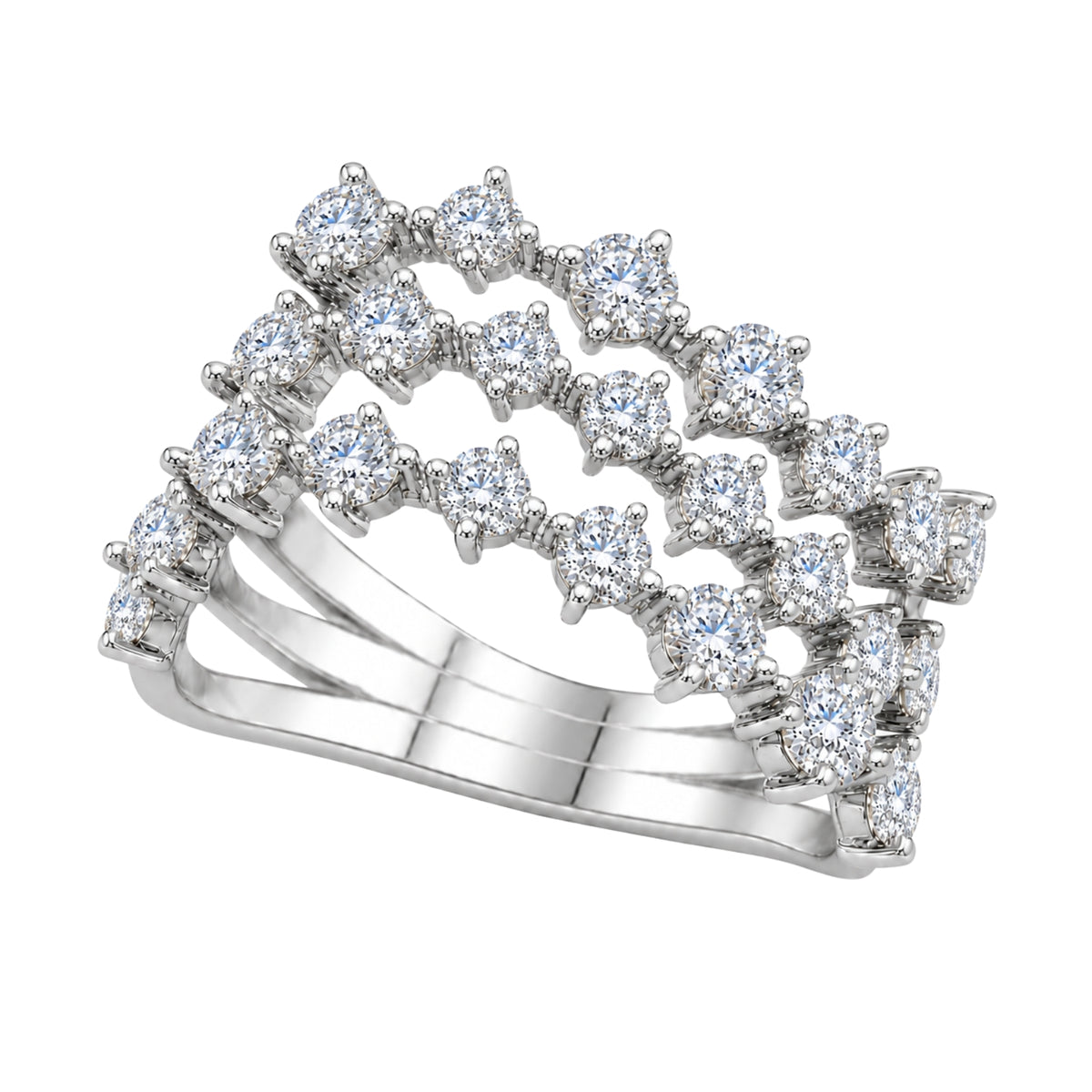 Diamonair Lab Grown Diamond (F/VS+) 3.00 carat Round cut Sterling Silver Statement Ring - Sterling Silver | Gold over Silver