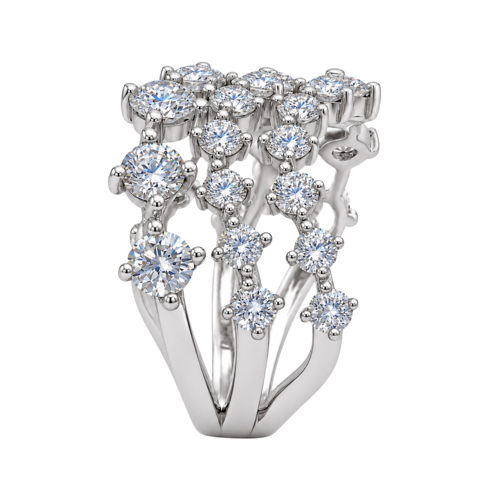 Diamonair Lab Grown Diamond (F/VS+) 3.00 carat Round cut Sterling Silver Statement Ring - Sterling Silver | Gold over Silver