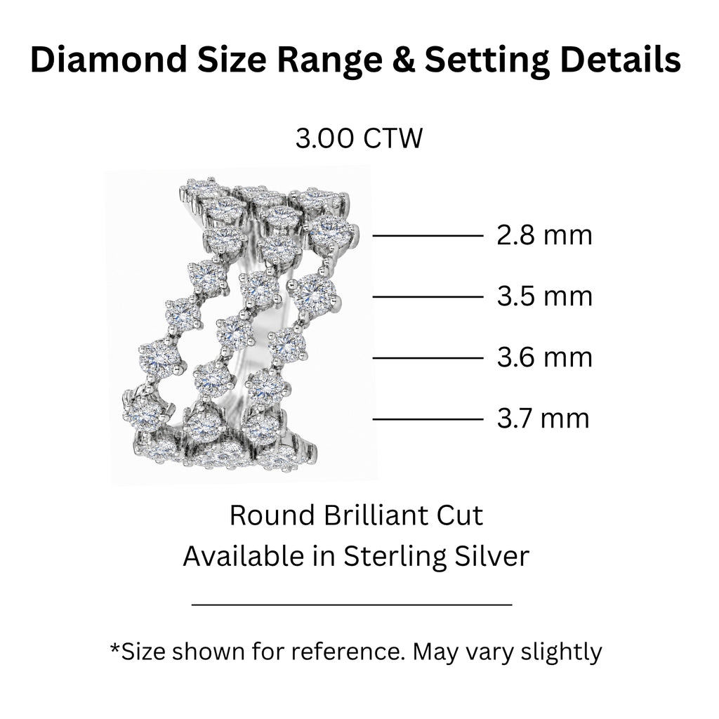 Diamonair Lab Grown Diamond (F/VS+) 3.00 carat Round cut Sterling Silver Statement Ring - Sterling Silver | Gold over Silver