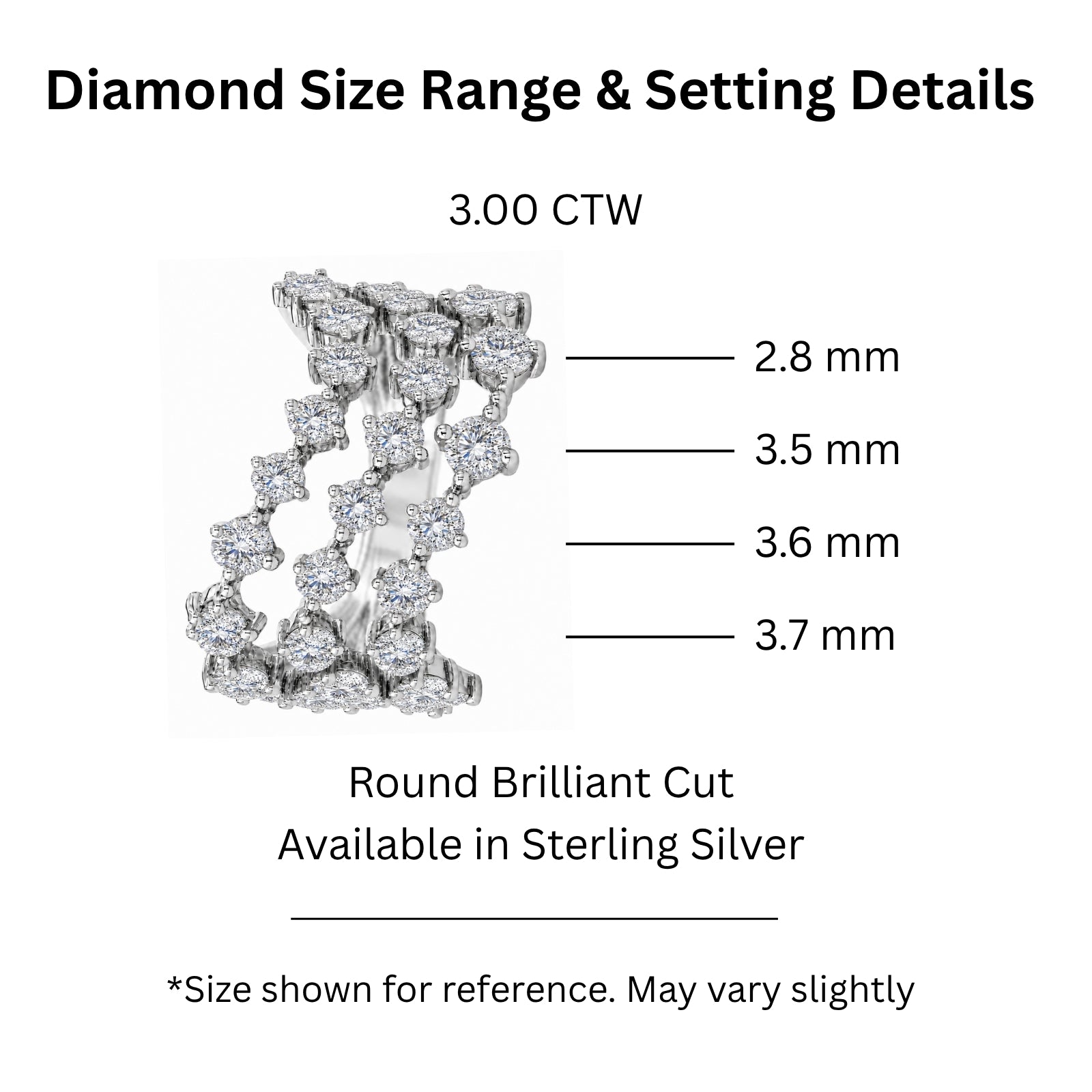 Diamonair Lab Grown Diamond (F/VS+) 3.00 carat Round cut Sterling Silver Statement Ring - Sterling Silver | Gold over Silver