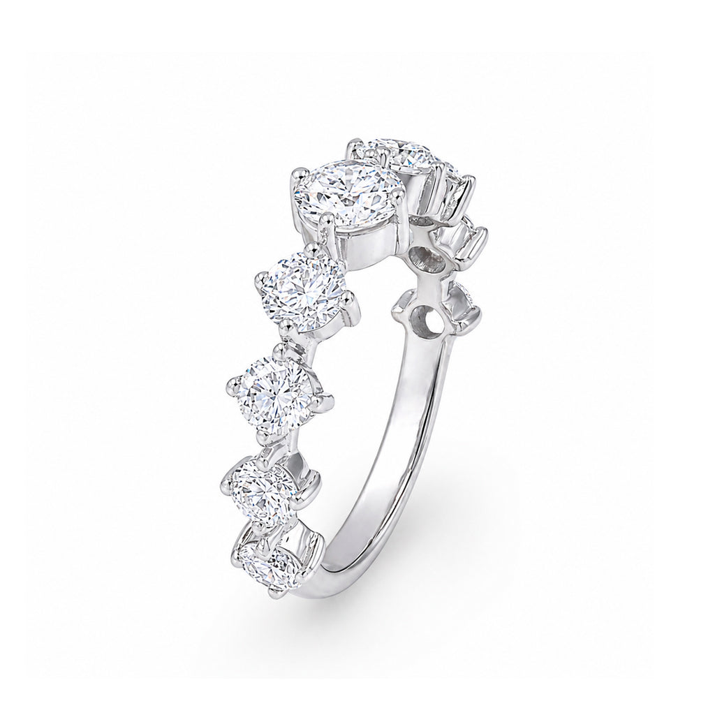 Diamonair Lab Grown Diamond (F/VS+) 2.00 carat Round cut Sterling Silver Band Ring - Sterling Silver | Gold over Silver