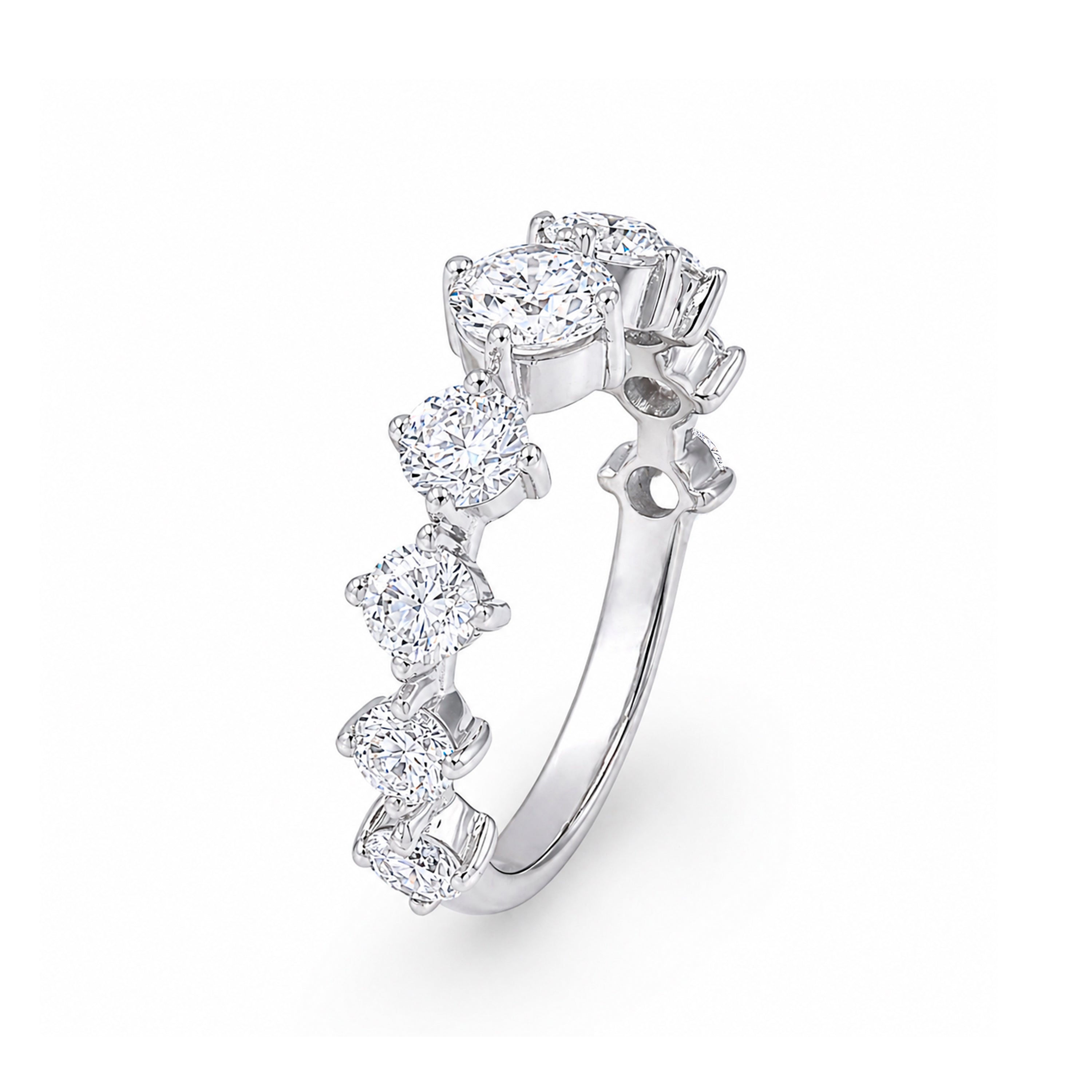 Diamonair Lab Grown Diamond (F/VS+) 2.00 carat Round cut Sterling Silver Band Ring - Sterling Silver | Gold over Silver
